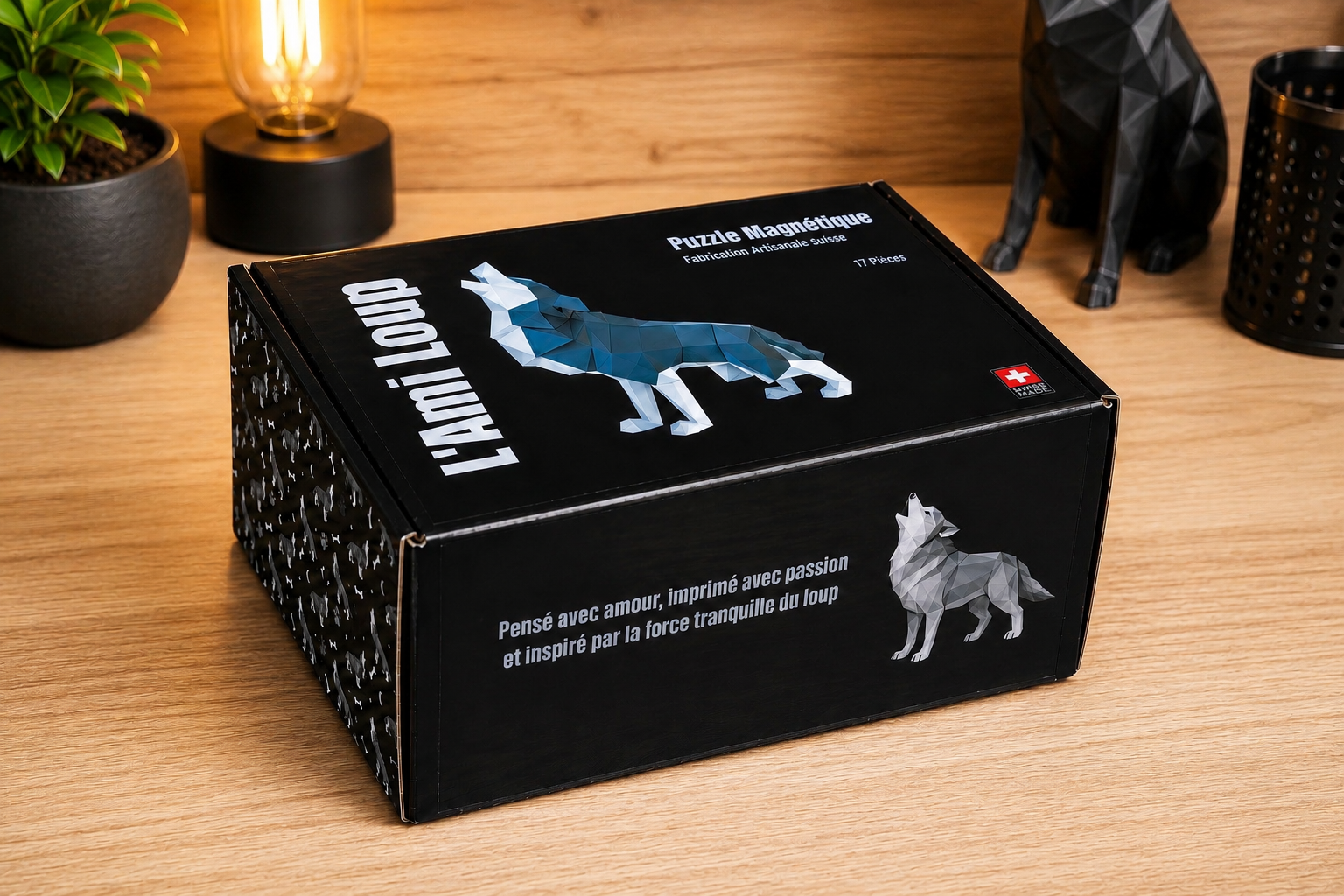 Boîte ouverte avec les pièces du puzzle 3D magnétique